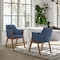 Armen Living Renzo Blue Fabric and Walnut Wood Dining Side Chairs, PK2 LCRESIWABLU - alternate 2